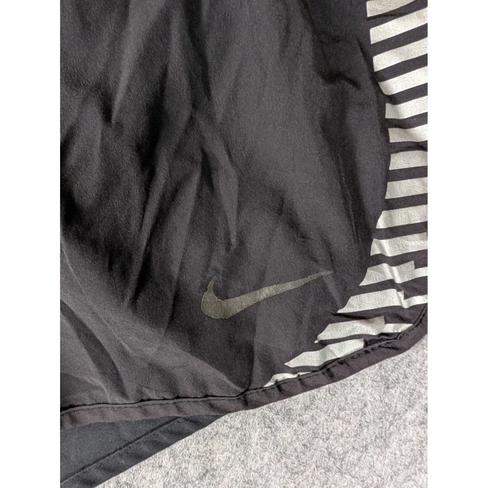 Nike Dri-FIT Mens Running Shorts Black Reflective Stripe Rear Zip Pocket Liner